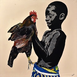 Peintures de VODOUHE Nathanaël, l'artiste plasticien, Sculpteur contemporain africain, à l'univers particulier